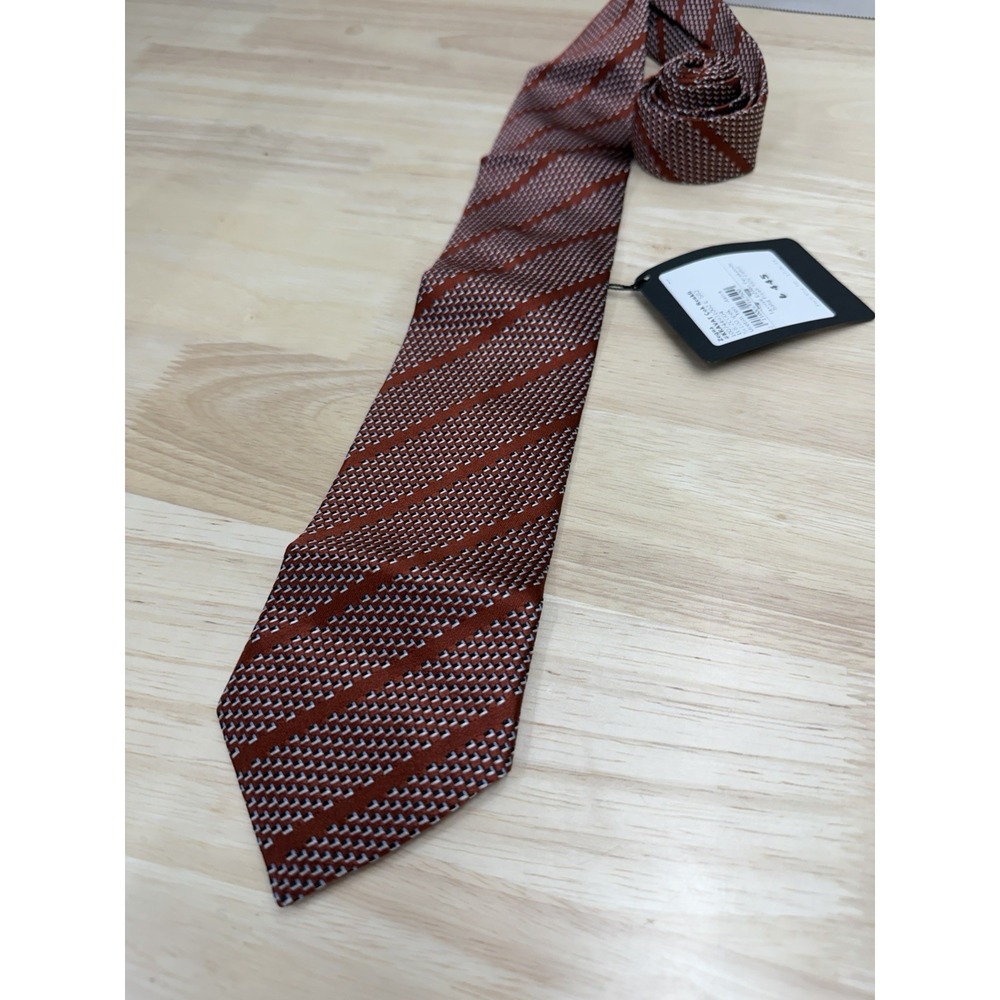 Ermenegildo Zegna 100% Silk Bronze Geometric Tie Necktie Made in Italy - New